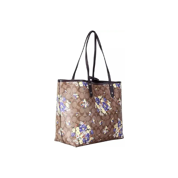 COACH City Monogram Canvas With Leather Tote Bag Handbag Shoulder Bag Large Size Women's Khaki Monogram-1