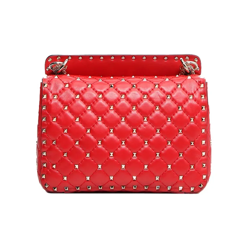 Valentino ROCKSTUD SPIKE Soft Nappa Sheepskin Handbag, Shoulder Bag, Crossbody Bag Medium Size Women's Red-2
