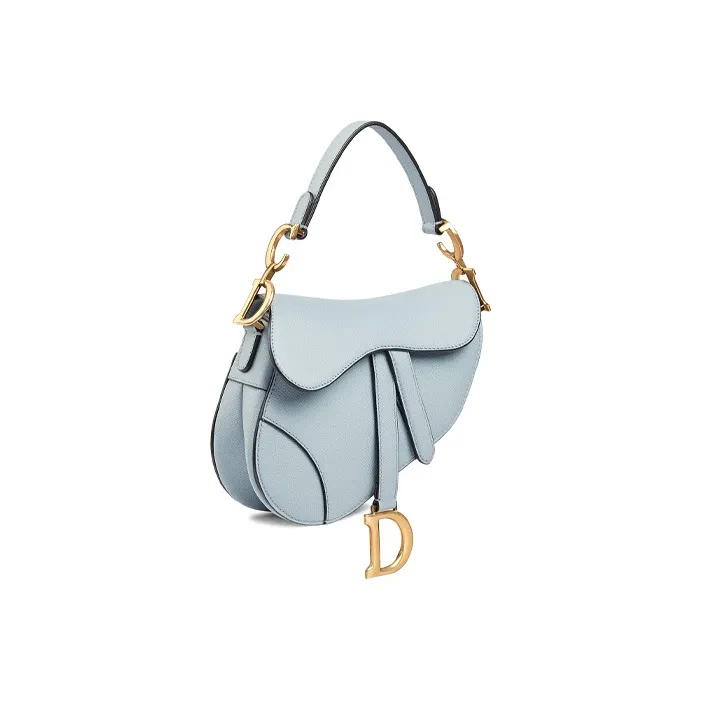 DIOR Saddle Grained Calfskin Saddle Bag Shoulder Bag Mini Women's Blue-1