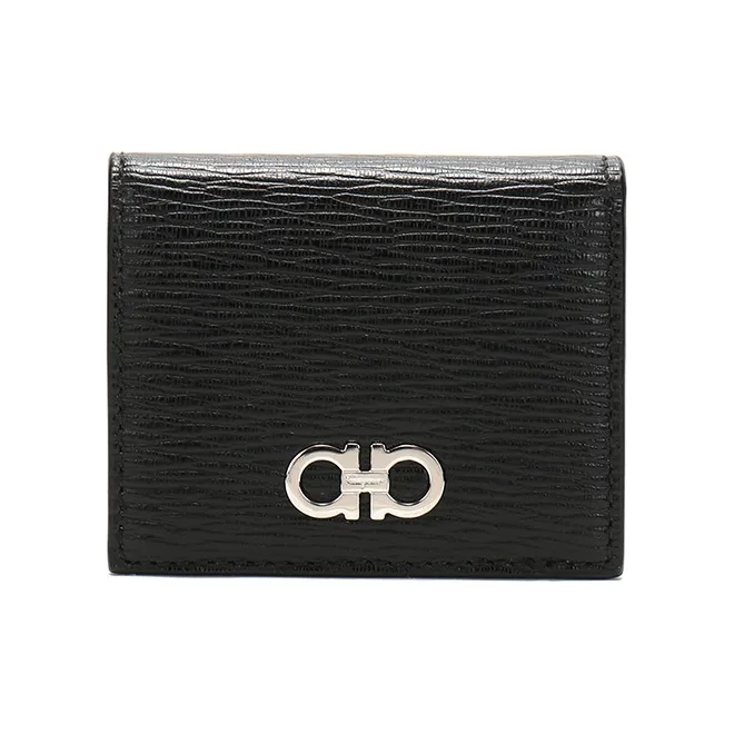 FERRAGAMO Cow Leather Coin Purse Coin Wallet Unisex Black-0