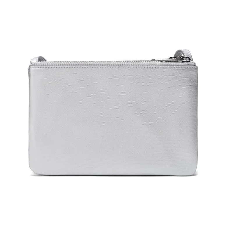 CELINE Trio Calfskin Shoulder Bag Crossbody Bag Women's Silver White-3