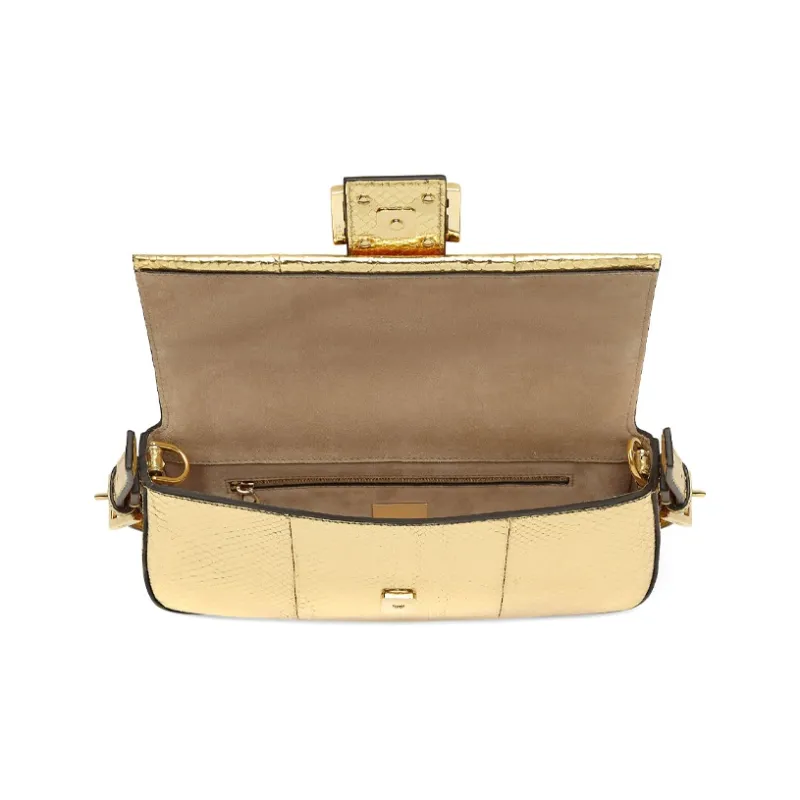 FENDI Baguette Python Pattern Leather Baguette Bag Shoulder Bag Handbag Shoulder Bag Women's Gold-3