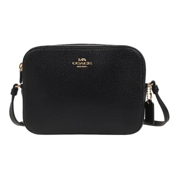 COACH Camera Cow Leather Camera Bag Shoulder Bag Crossbody Bag Small Square Bag Handbag Mini Women's Black Brass