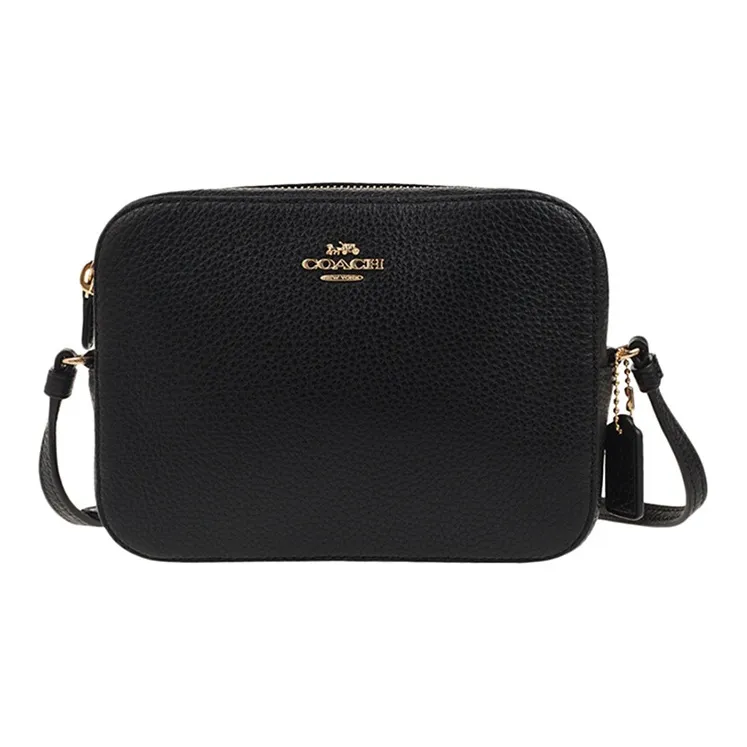 COACH Camera Cow Leather Camera Bag Shoulder Bag Crossbody Bag Small Square Bag Handbag Mini Women's Black Brass-0