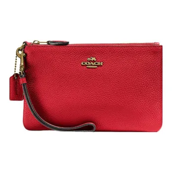COACH Wristlet Leather Mahjong Box Clutch Wrist Bag Women's