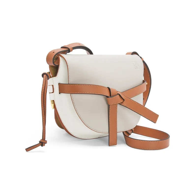 LOEWE Gate Calfskin Crossbody Handbag Shoulder Bag Women's White-1