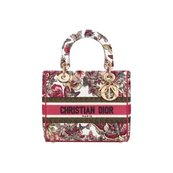 DIOR Lady D Lite Fabric Lady Dior Bag, Portable Crossbody Bag, Shoulder Bag Medium Size Women's Multicolor