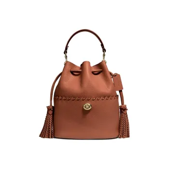 COACH Lora Litchi Grain Leather Bucket Bag Handbag Shoulder Bag Crossbody Bag Small Size Women's Earthy Orange