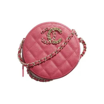 CHANEL 19Bag Grained Calfskin Small Round Bag Crossbody Bag Shoulder Bag Women's Pink