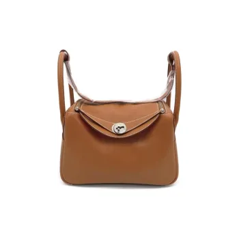 HERMES Lindy Swift Leather One Shoulder Handbags Women's Gold Brown