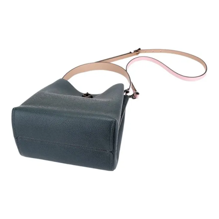 COACH Town Leather Bucket Bag Handbag Shoulder Bag Crossbody Bag Small Size Women's Dark Jasper With Pink Accents-3