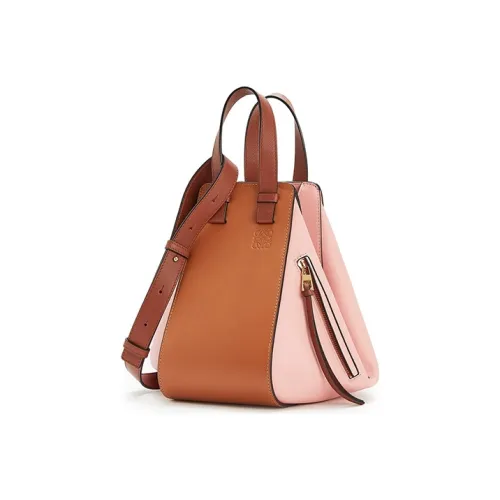 LOEWE Hammock Cow Leather Hammock Bag Shoulder Bag Crossbody Bag Handbag Women's Brown/Pink
