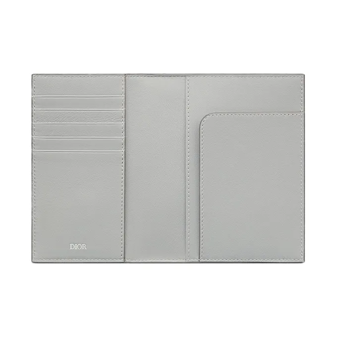 DIOR CD Diamond Canvas Passport Case Card Holder Wallet Passport Holder Men's Gray-2