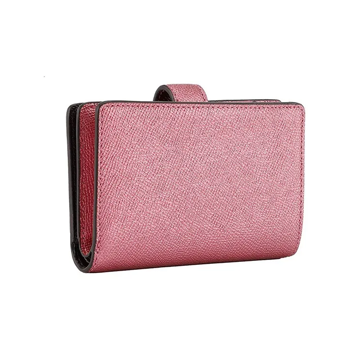 COACH Corner Zip Leather Card Holder Wallet Women's Rose Pink-1