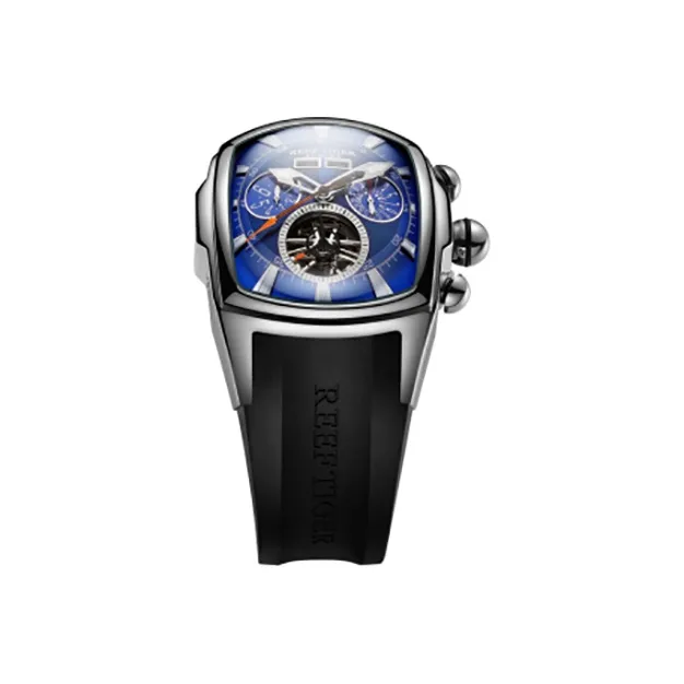 REEF TIGER Aurora Collection Tank II Automatic Mechanical Movement Watch Men's Watches Blue Dial-1