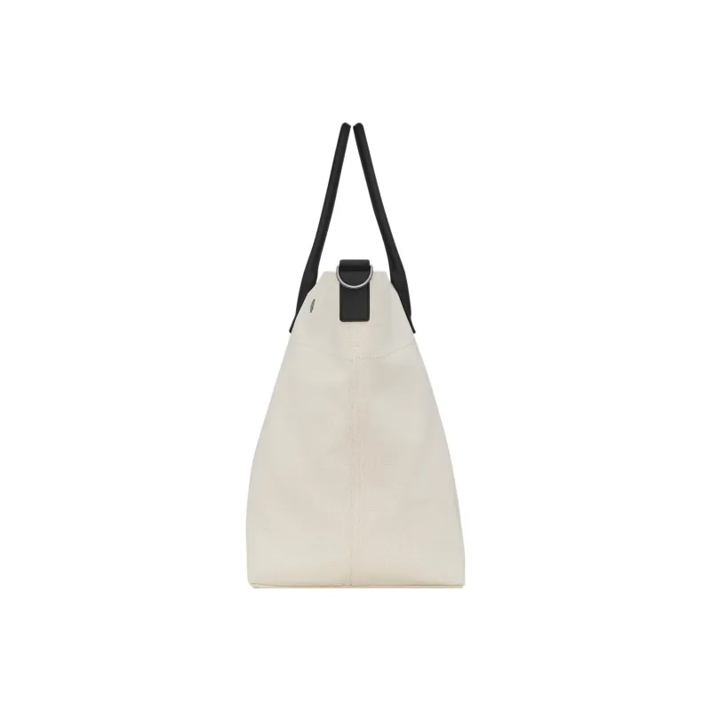 SAINT LAURENT Rive Gauche Canvas Tote Bag, Shopping Bag, Handbag Extra Large Women's Taupe/Black-4