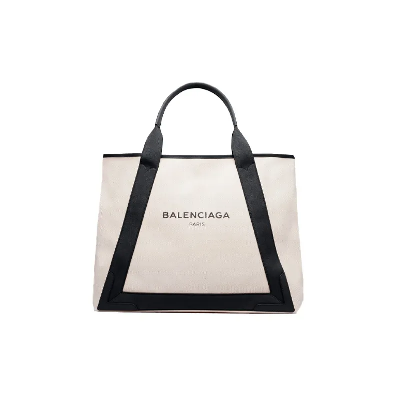 Balenciaga Cotton Canvas With Calfskin Tote Bag Shopping Bag Canvas Bag Handbags Medium Size Women's White-0