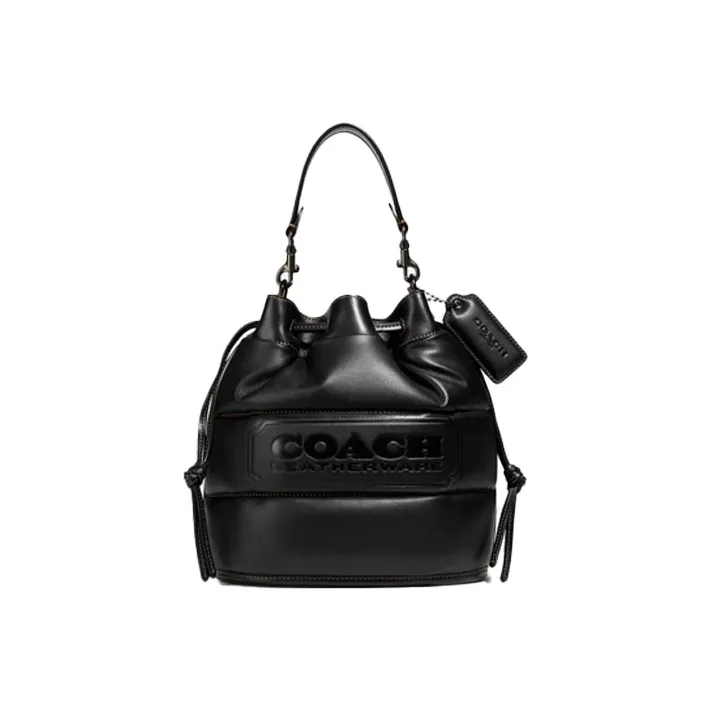 COACH Field Leather Handbag Bucket Bag Crossbody Bag Medium Size Women's Black-0