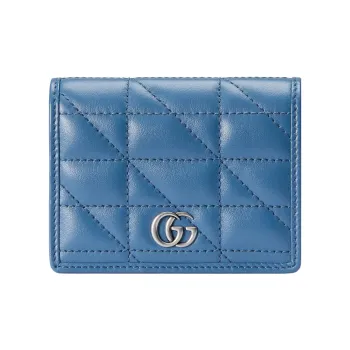 GUCCI GG Marmont Quilting Leather Coin Purses Card Holders Women's Blue