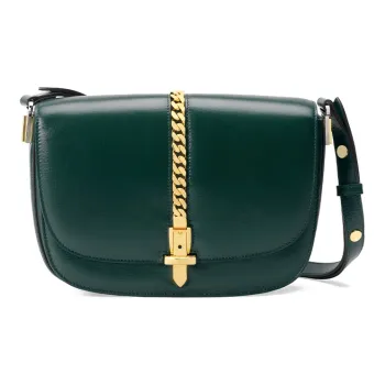 GUCCI Sylvie 1969 Leather Crossbody Bag, Shoulder Bag Small Size Women's Green