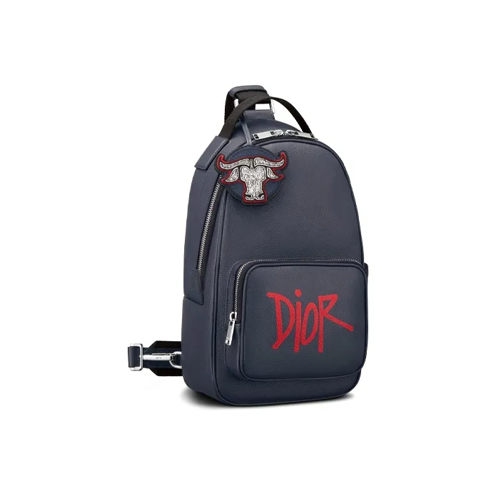 DIOR Shawn Collaboration Cow Leather Shoulder Bag Crossbody Bag Regular Men's Navy-1