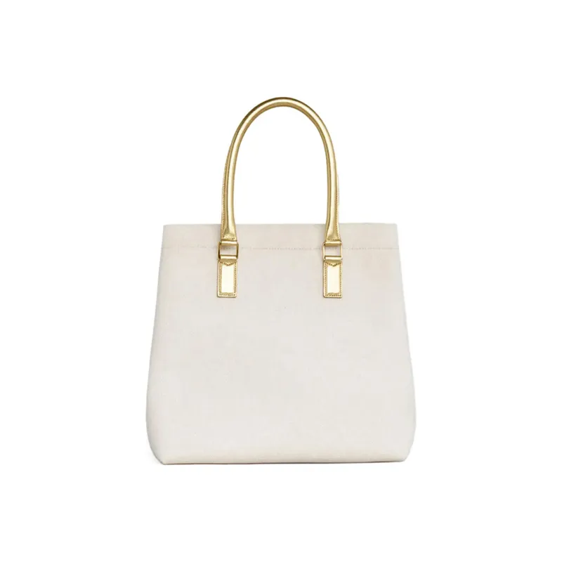 CELINE Cow Leather Tote Bag Shopping Bag Shoulder Bag Handbag Large Size Women's Ecru-2