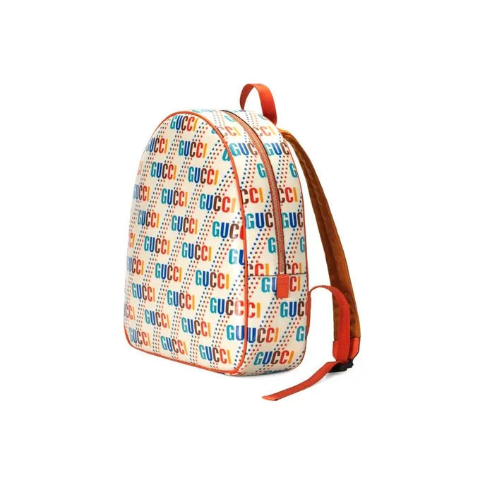 GUCCI Canvas With Leather Backpack Kids' Ecru/Orange-1