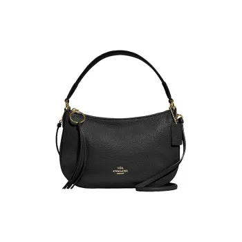 COACH Sutton Leather Shoulder Bag Handbag Shoulder Bag Crossbody Bag Large Size Women's Black