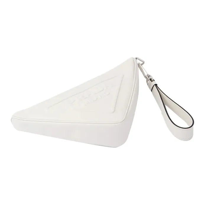 PRADA Nappa Sheepskin Clutch Women's White-1