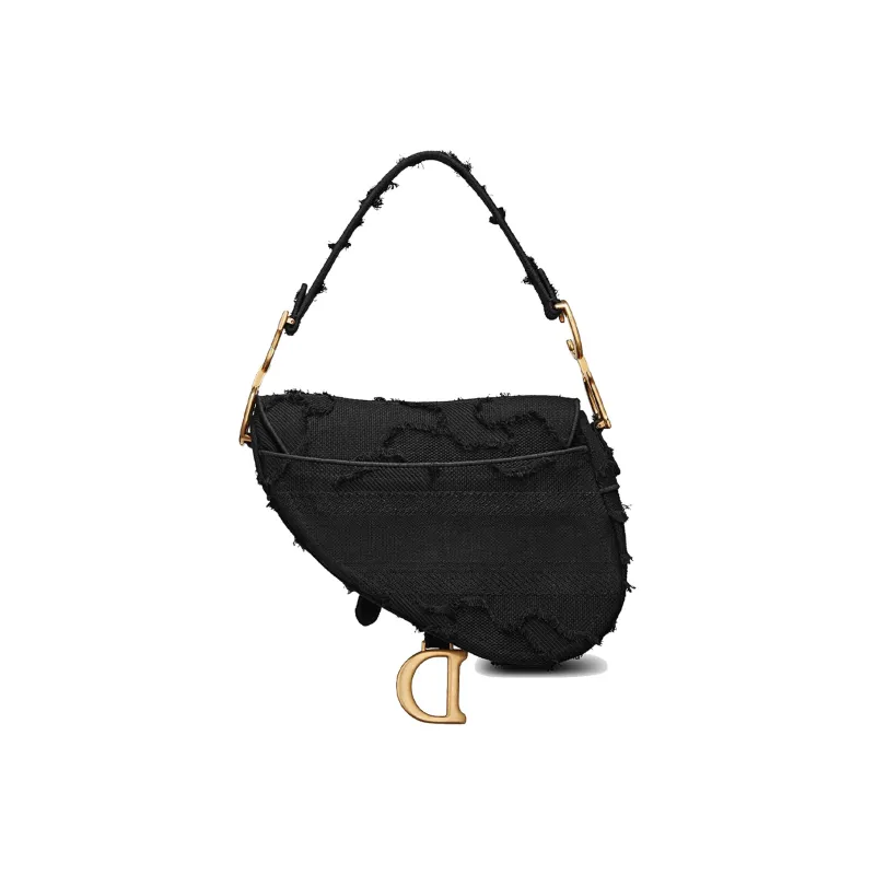 DIOR Saddle Canvas Saddle Bag Handbag Shoulder Bag Women's Black-2