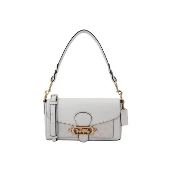COACH Jade Leather Shoulder Bag, Portable Crossbody Bag Women's White Monogram