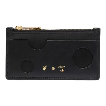 OFF-WHITE Burrow Leather Coin Purse Women's Black