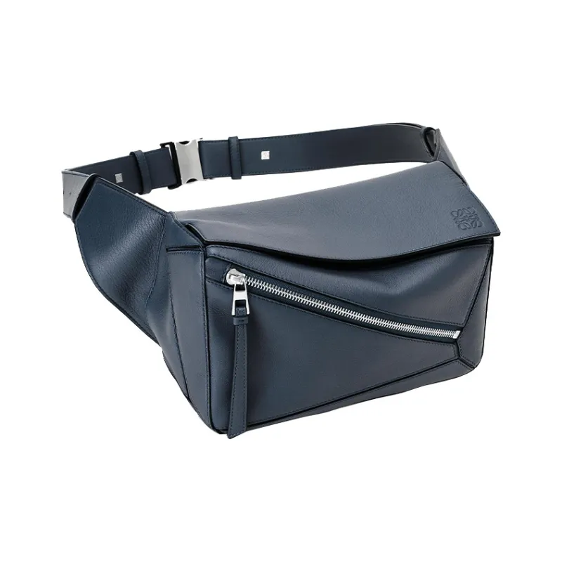 LOEWE Puzzle Classic Cow Leather Shoulder Bag Crossbody Bag Fanny Pack Small Size Men's Ocean-2