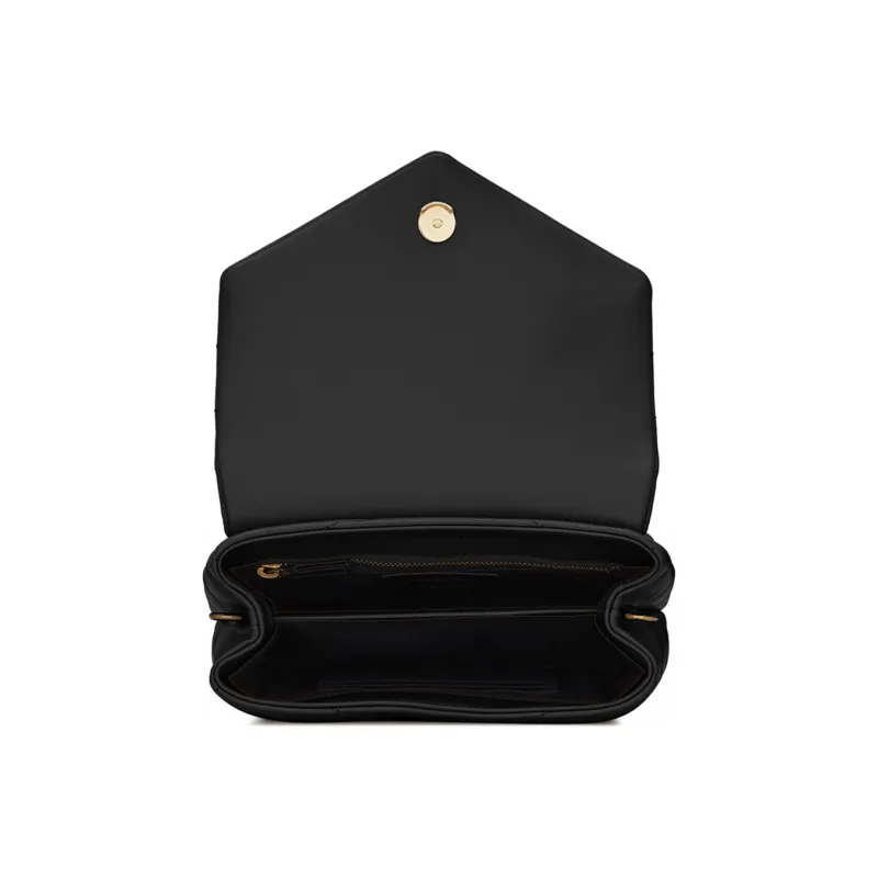 SAINT LAURENT LOULOU Calfskin Crossbody Bag, Shoulder Bag Women's Black-3