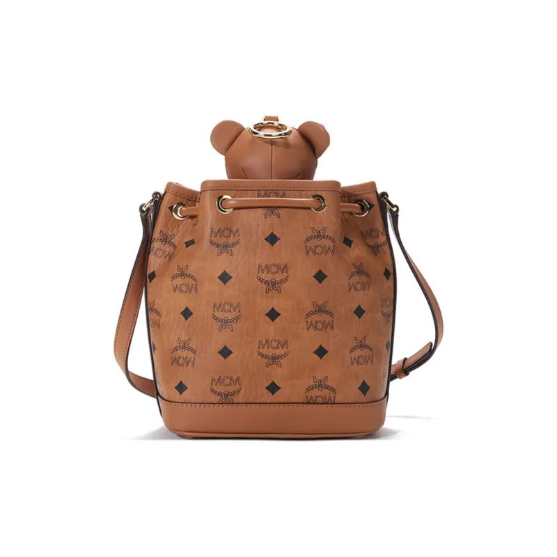 MCM Coated Canvas Bucket Bags Crossbody Bag Shoulder Bag Regular Women's Brown Cognac-3