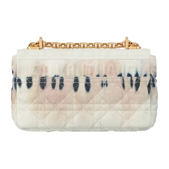 DIOR Caro Denim Crossbody Bag Shoulder Bag Women's White-4