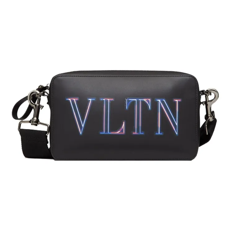 Valentino VLTN Leather Handbag Shoulder Bag Crossbody Bag Men's Black-0