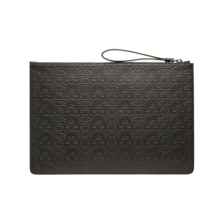 BALLY BOLLIS Cow Leather Clutch Men's Black-1