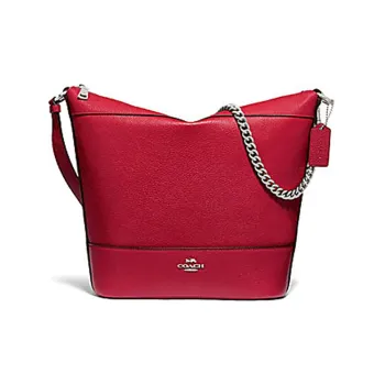 COACH Paxton Leather Shoulder Bag Medium Size Women's Red