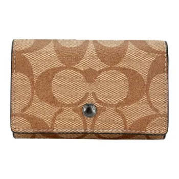 COACH Key Case Artificial Leather Key Pouch Unisex Brown Monogram