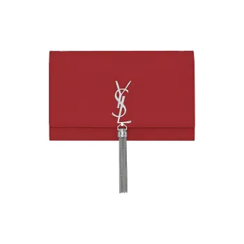 SAINT LAURENT Leather Fringe Bag, Crossbody Bag, Shoulder Bag Women's Cupid Red