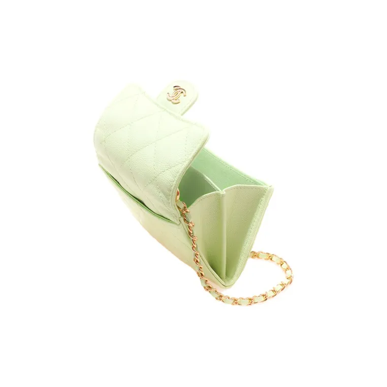 CHANEL Grain Embossed Calfskin Evening Bag, Shoulder Bag, Crossbody Bag Women's Light Green-2