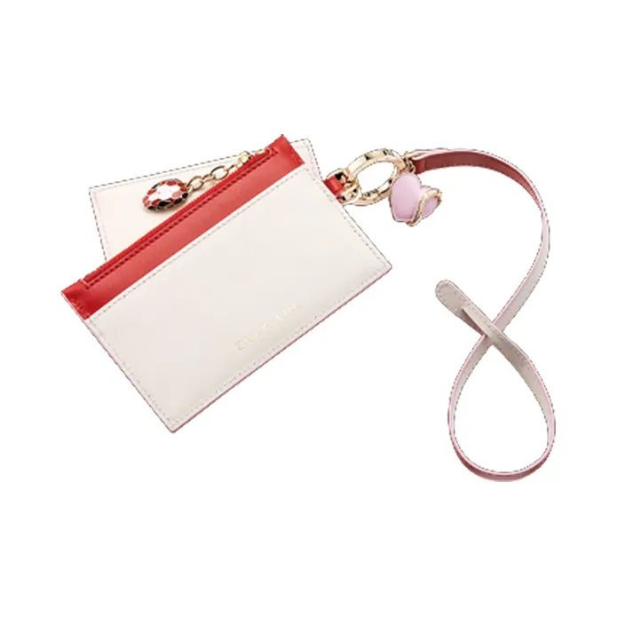 BVLGARI Serpenti Forever Calfskin Business Card Holder Coin Purse Women's Red-1