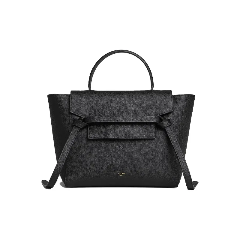 CELINE Belt Grained Calfskin Catfish Bag, Handbag, Shoulder Bag, Crossbody Bag, Handbag Micro Women's Black-0