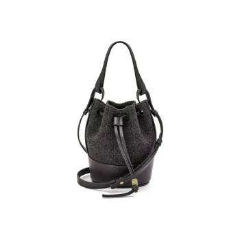 LOEWE Balloon Jacquard Fabric With Cow Leather Portable Crossbody Bag Shoulder Bag Women's Black