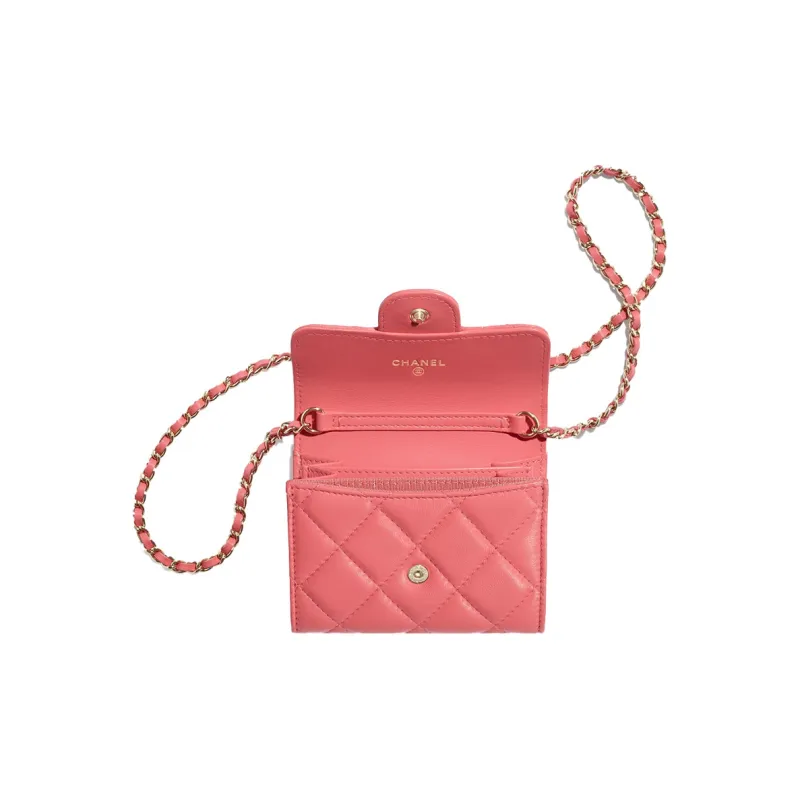 CHANEL Sheepskin Crossbody Bag Women's Pink-1