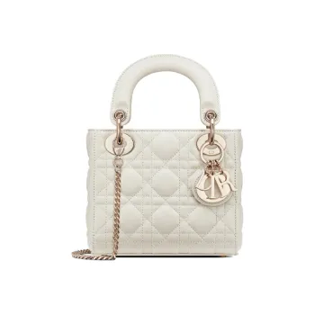 DIOR Lady Dior Sheepskin Lady Dior Bag, Portable Crossbody Bag, Shoulder Bag Mini Women's Milk White