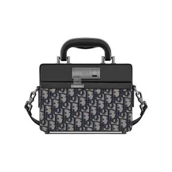 DIOR Lock Smooth Cow Leather Briefcase Shoulder Bag Crossbody Bag Handbag Men's Black