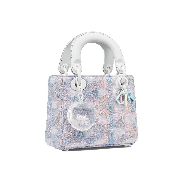 DIOR Lady Dior Fabric Shoulder Bag Crossbody Bag Handbags Mini Women's Multicolor-1