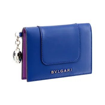 BVLGARI Serpenti Forever Calfskin Wallet Women's Blue